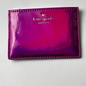 Kate Spade Patent Baja rose card holder